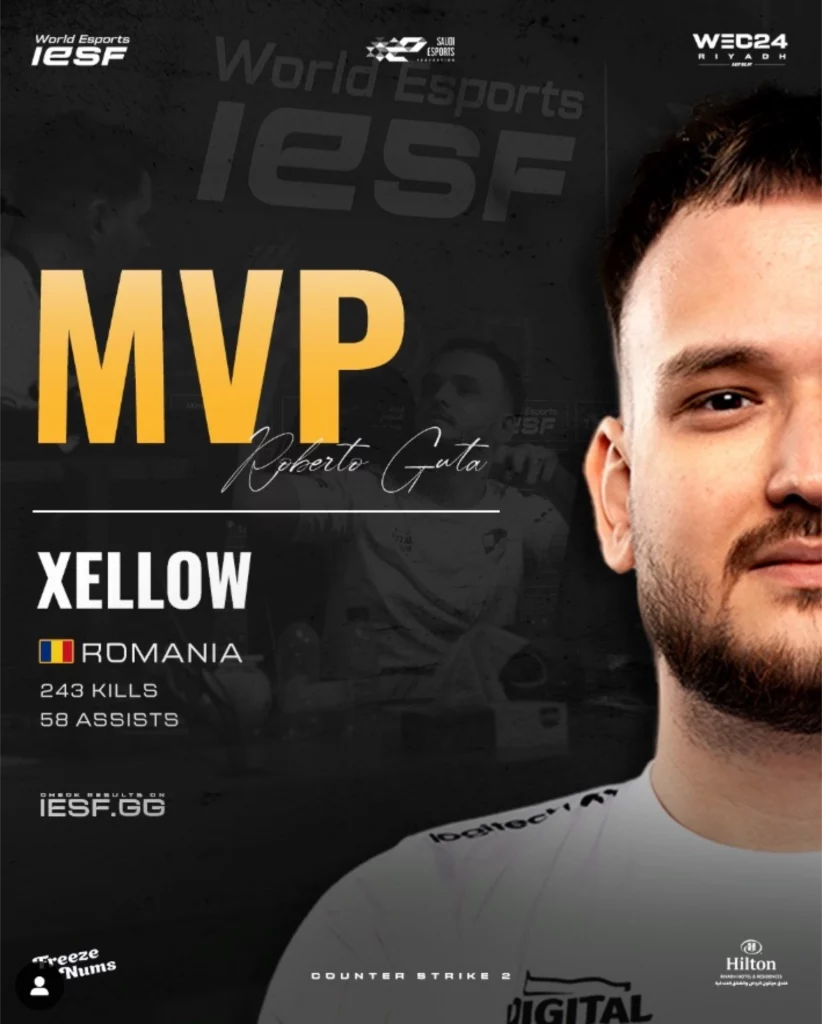 Adrian "XELLOW" Guță a obținut titlul de MVP